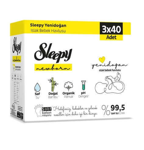 Sleepy Natural Yenidoğan Islak Havlu  3X12X40