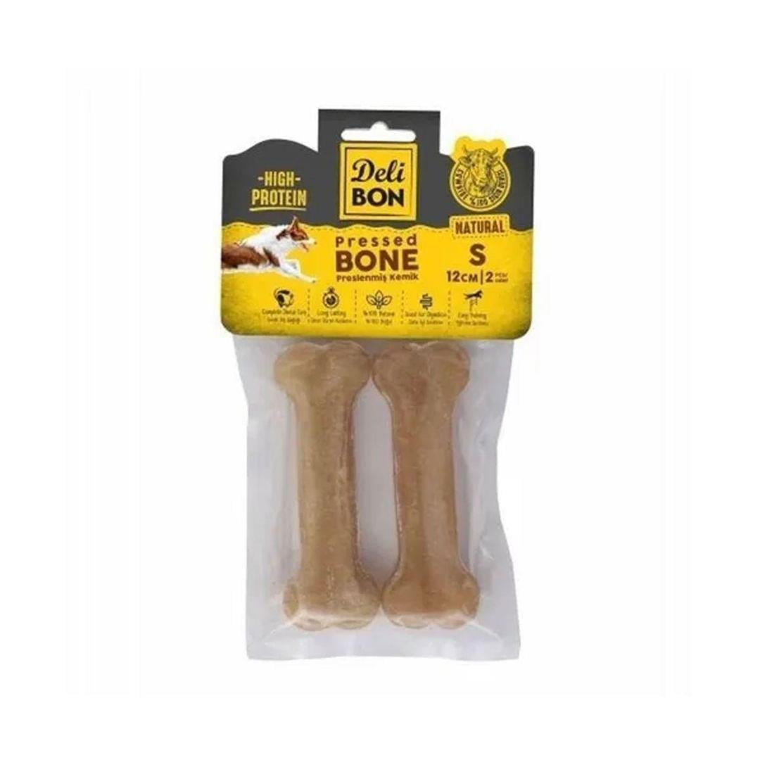  Delibon Deri Natural Press Kemik Köpek Ödülü 12 Cm 2'li