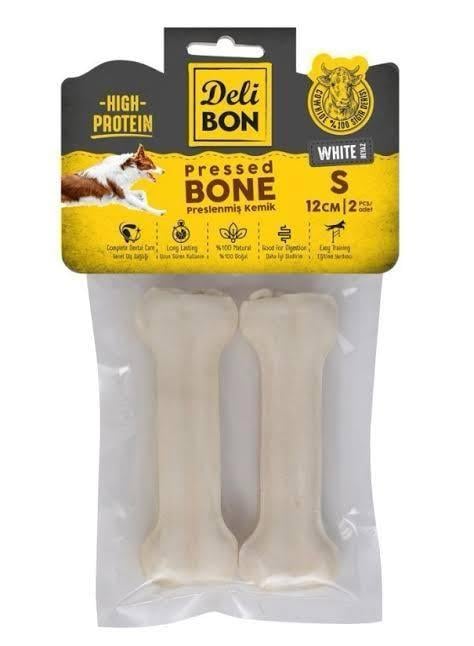  Delibon Deri Press Kemik Köpek Ödülü White 12 cm 2'li