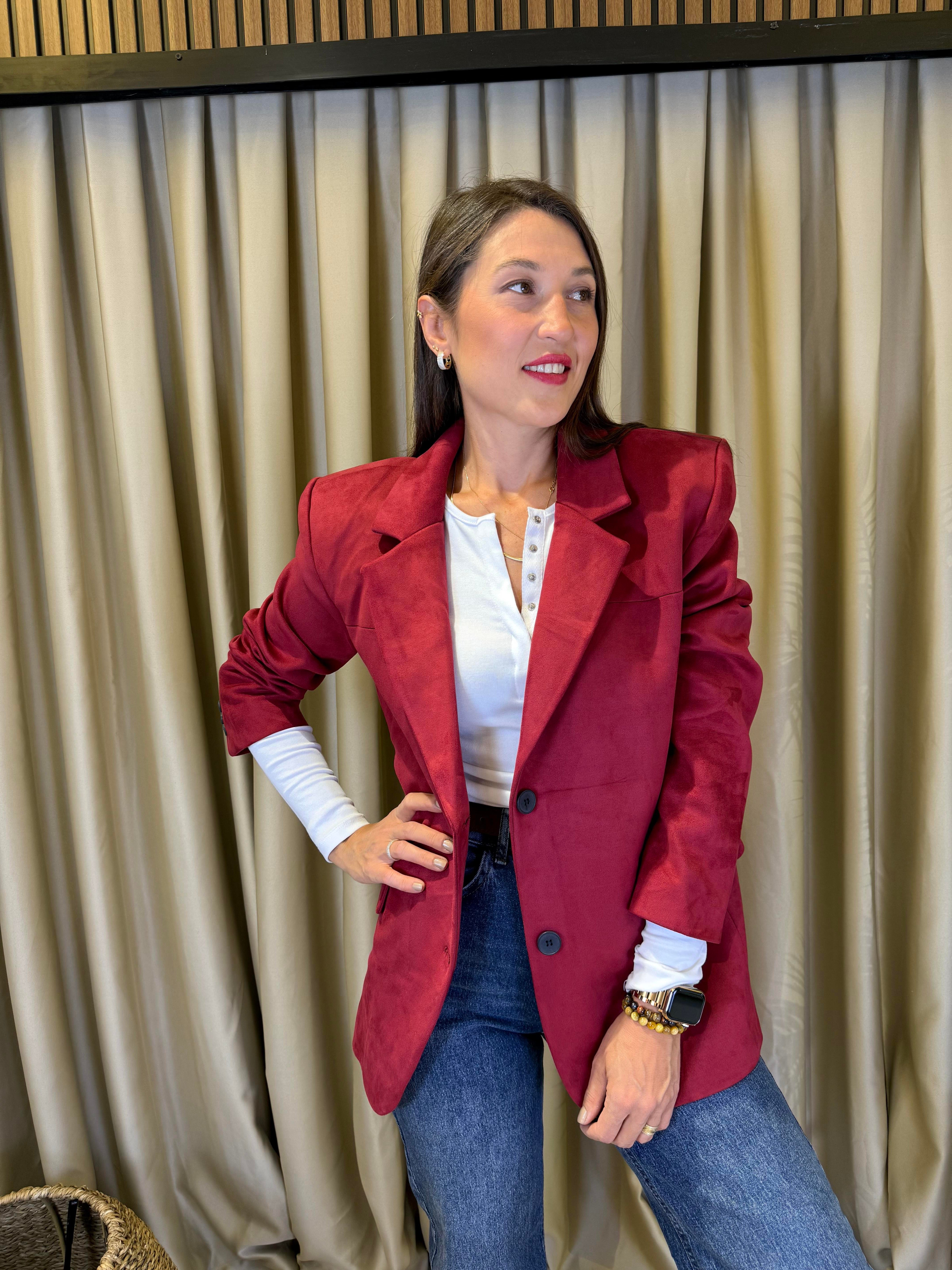 NUNRBEG BORDO SÜET BLAZER CEKET