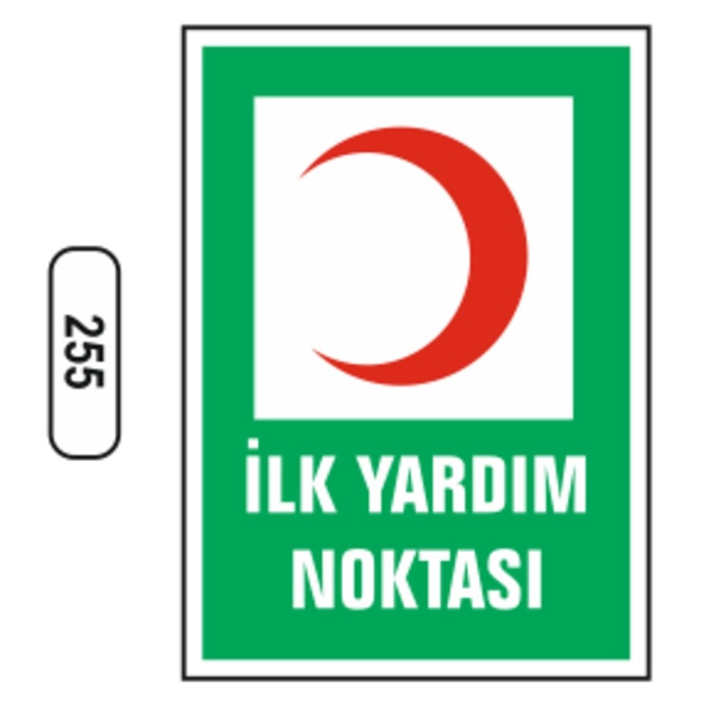 Ergündoğdu 255 İlk Yardım Noktasi PVC Uyarı Levhası 25 x 35 cm