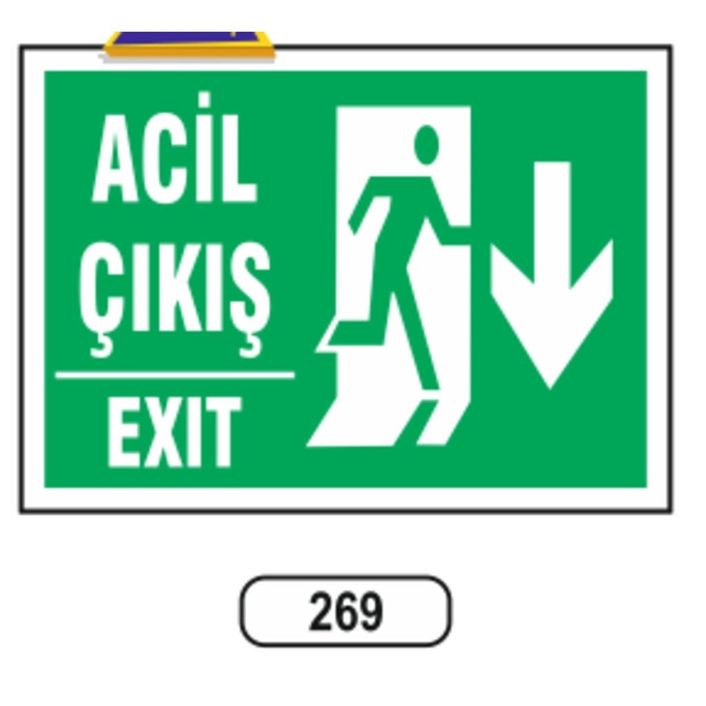 Ergündoğdu 269 Çıkış (Aşağı Ok) PVC Uyarı Levhası 25 x 35 cm
