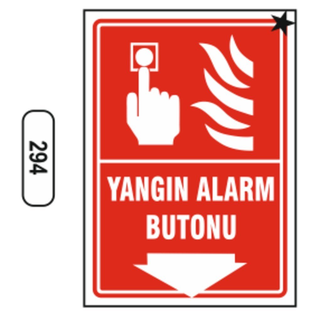 Ergündoğdu 294 Yangın Alarmı PVC Uyarı Levhası 25 x 35 cm