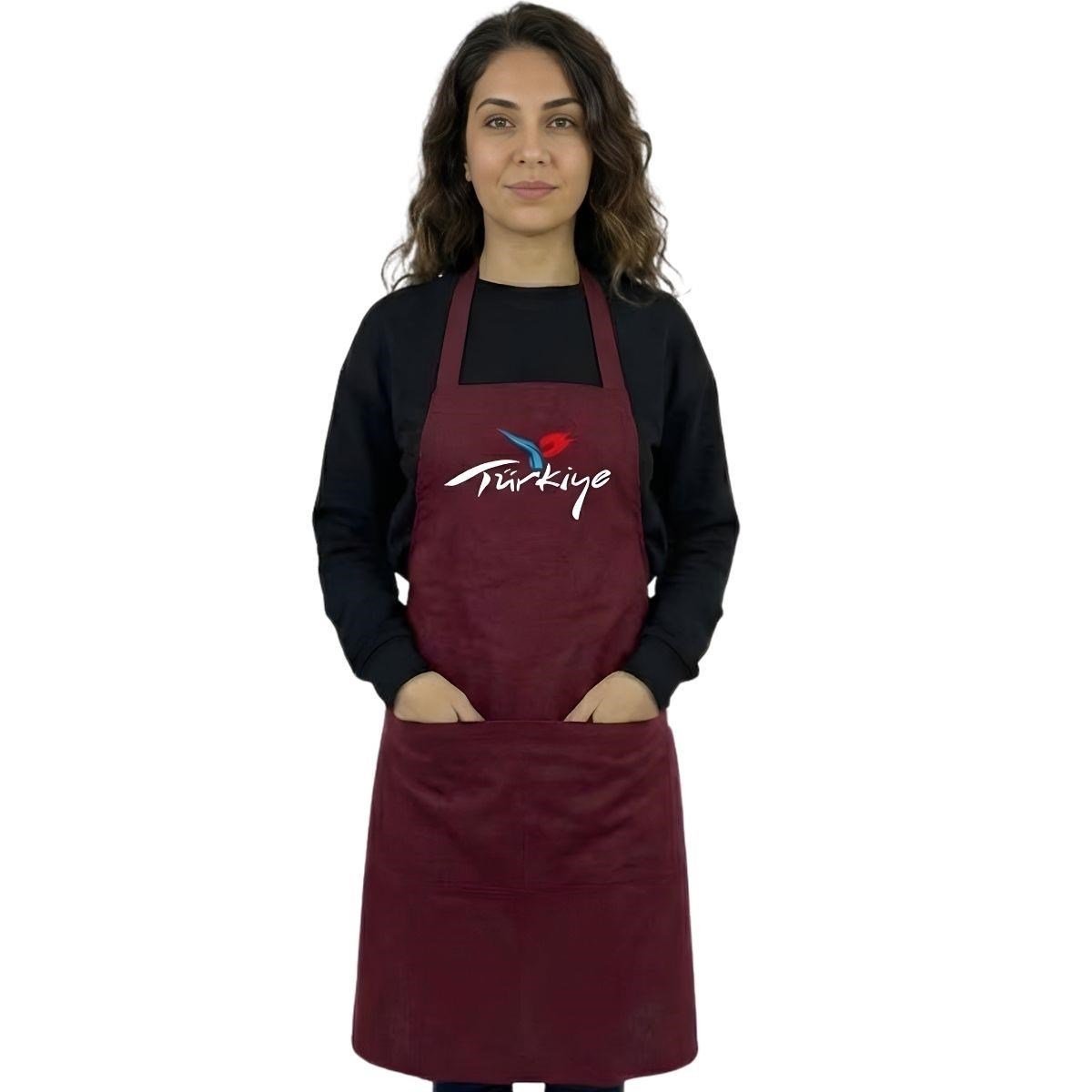 Formteks Baskılı Aşçı Önlük Bordo