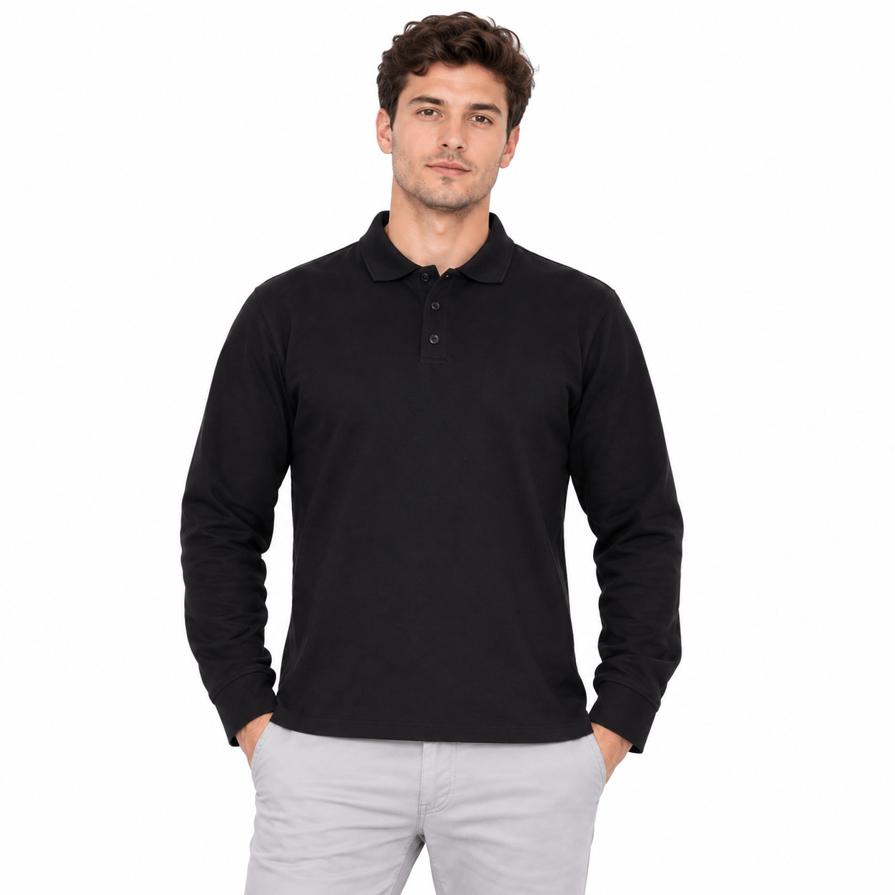 Formteks İş Sweatshirt Polo Yaka Siyah
