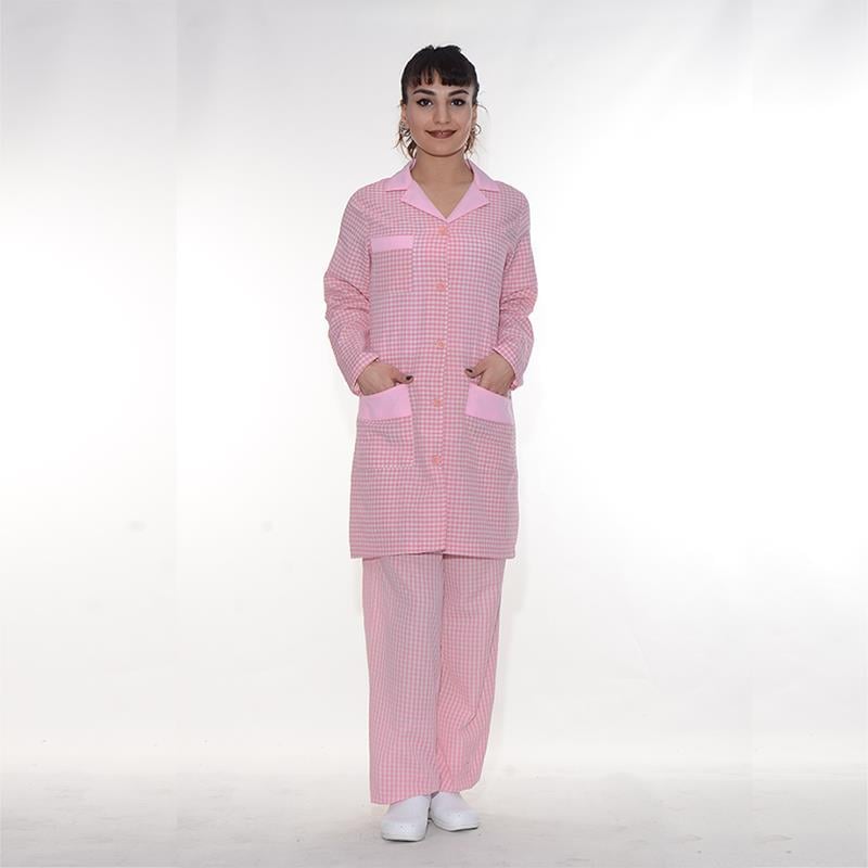Formteks Temizlik Önlük Zefir  Pembe Beyaz Kareli