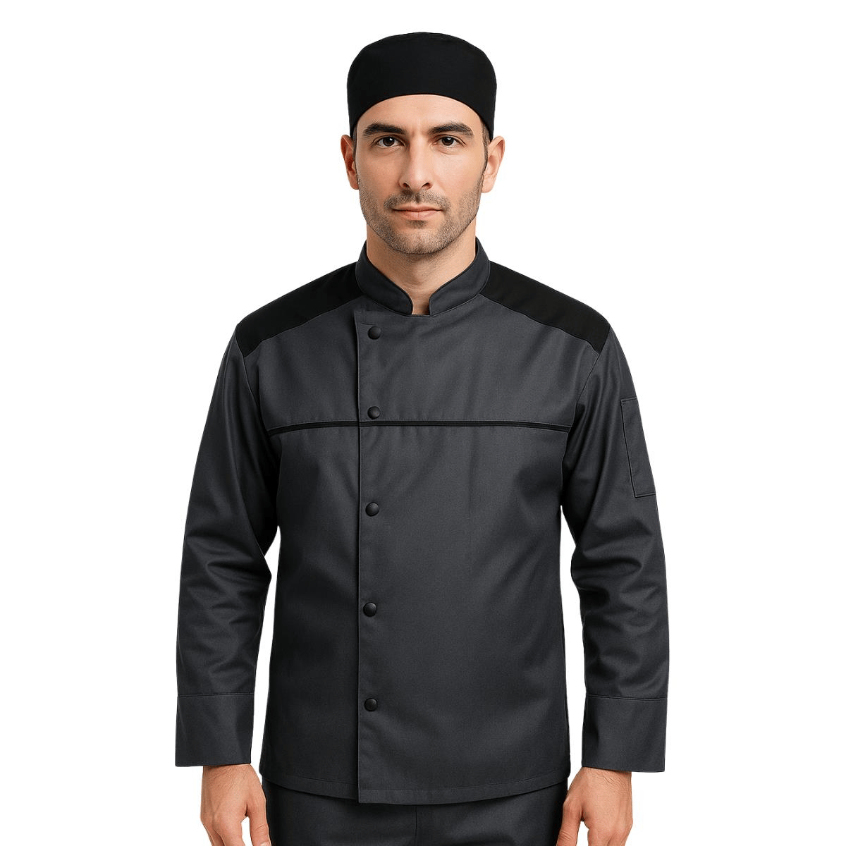 Yağ ve Kir İtici Unisex Aşçı Ceketi Garnili  Füme 