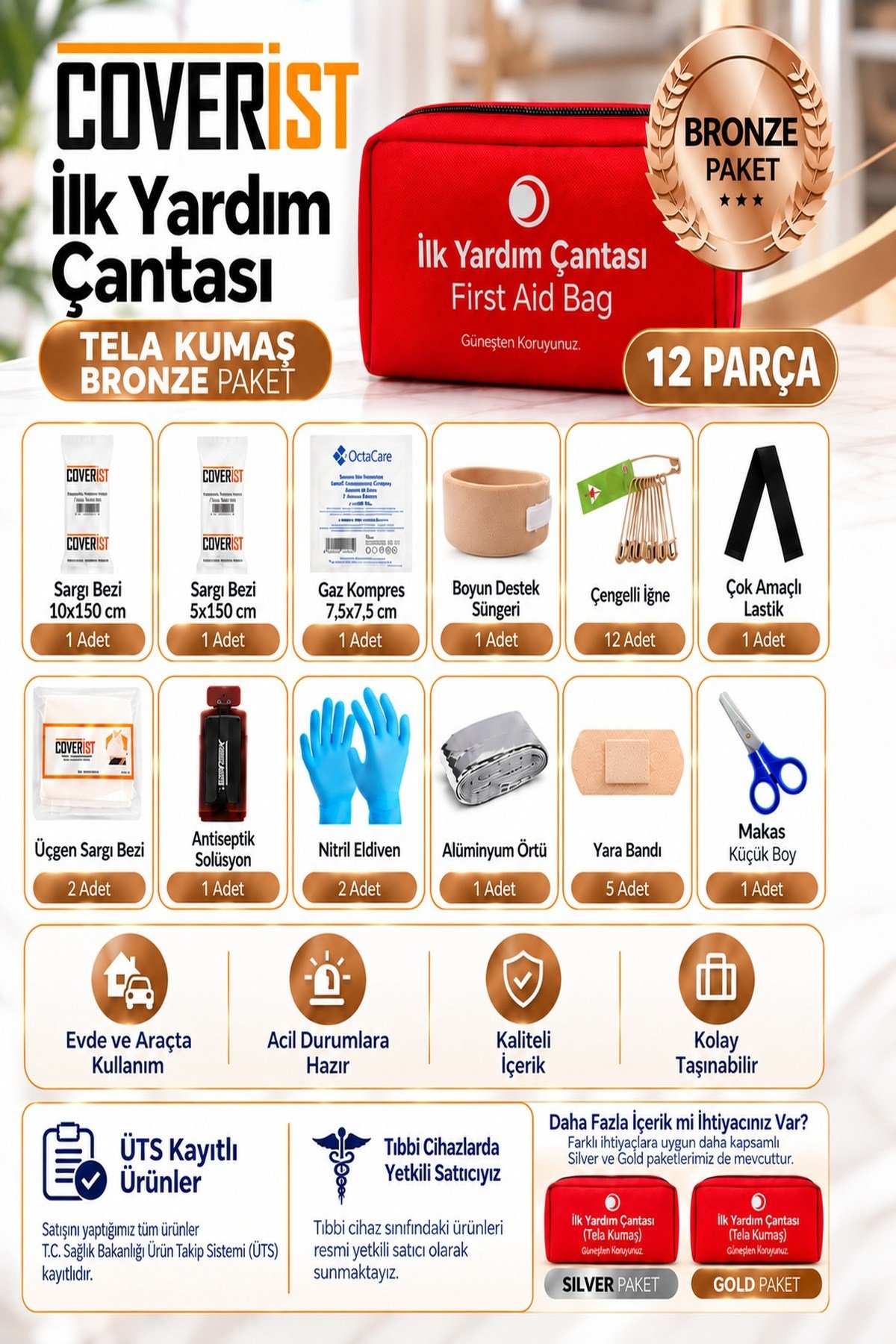 Acil Durum ve İlk Yardım Seti - İlk Yardım Çantası Bronze Pack
