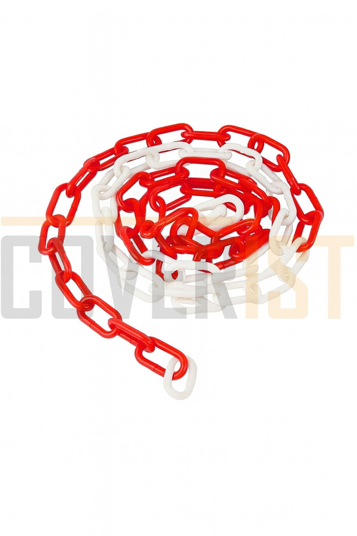 Plastik Zincir Kırmızı Beyaz 8mm 1 Metre