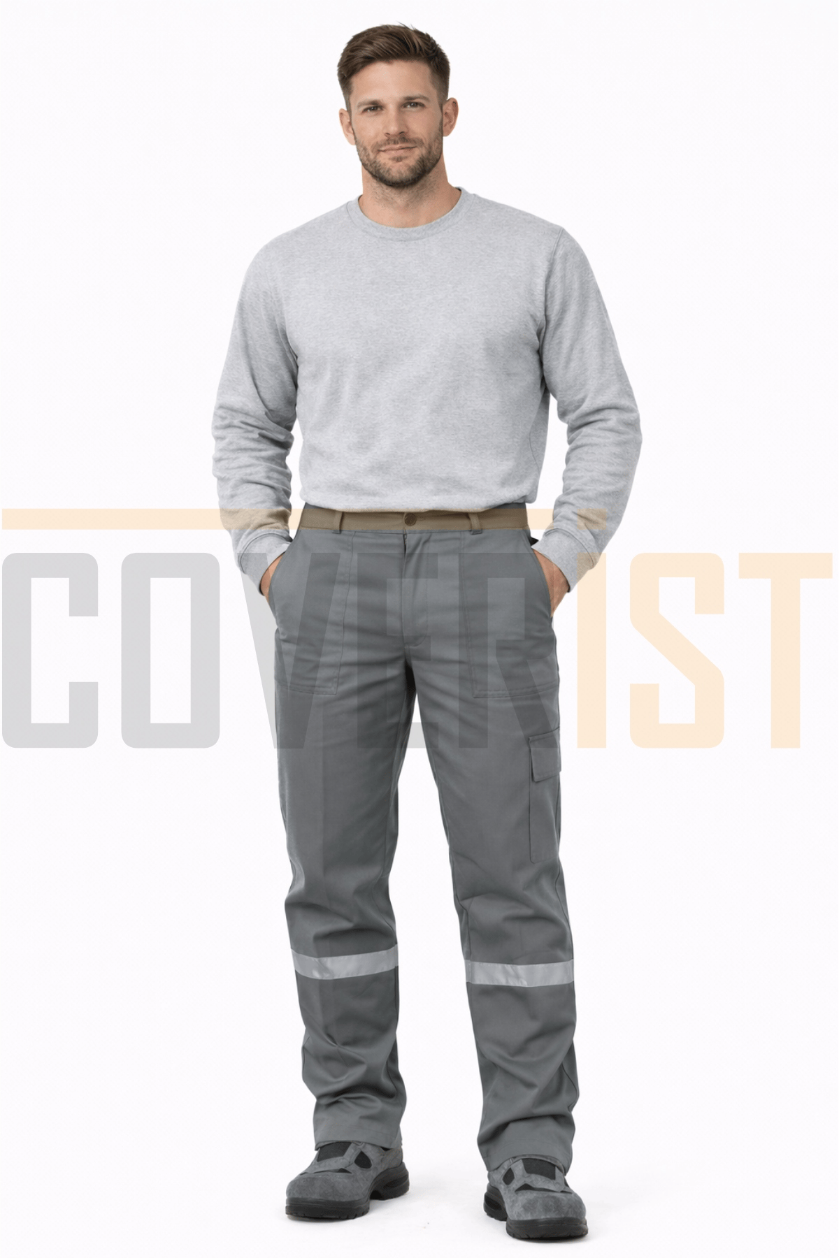 Reflektörlü 7/7 Gabardin Kışlık İş Pantolonu - Gri