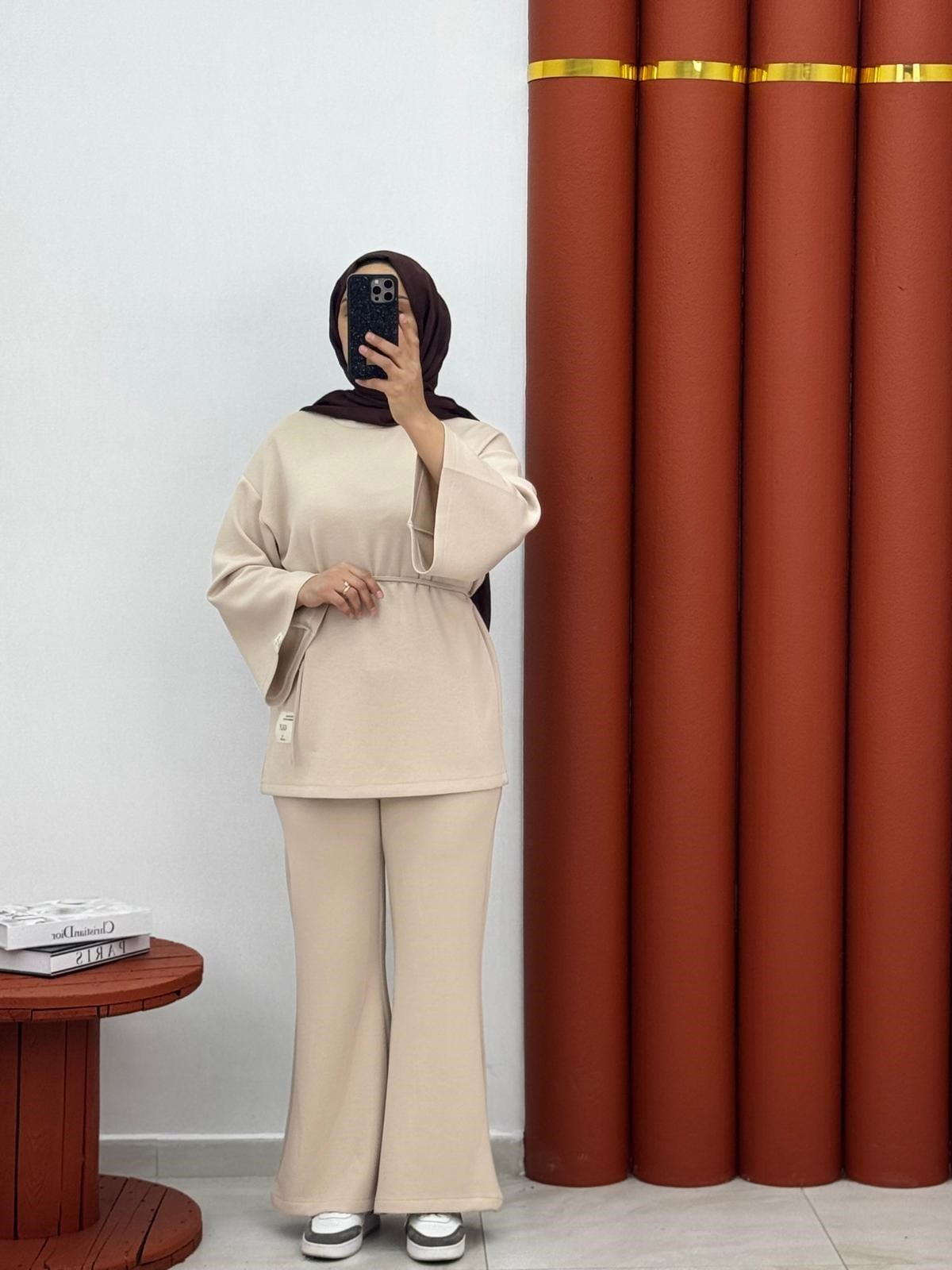 A003-2456 yeni sezon oysho ikilli takım renk krem 