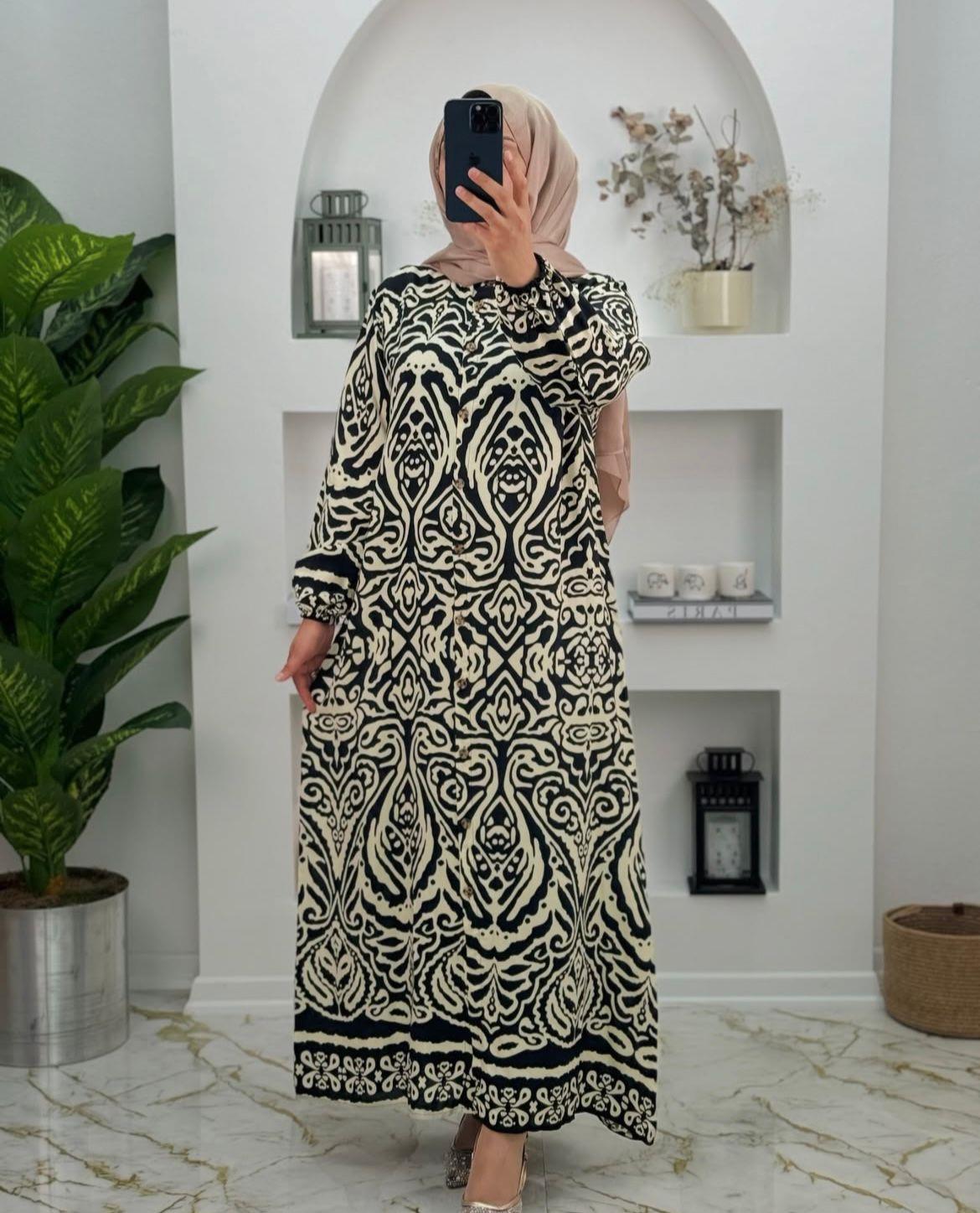 2147 Yeni Sezon Önden Düğmeli Giy Çık Elbise Renk Siyah