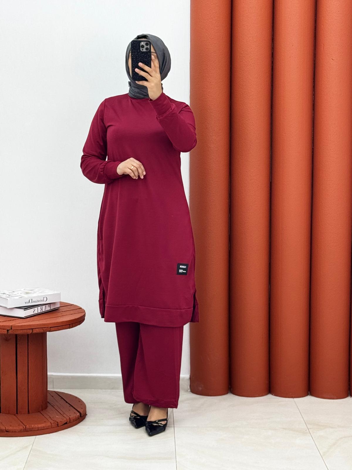 013 Armalı ikili takım bordo