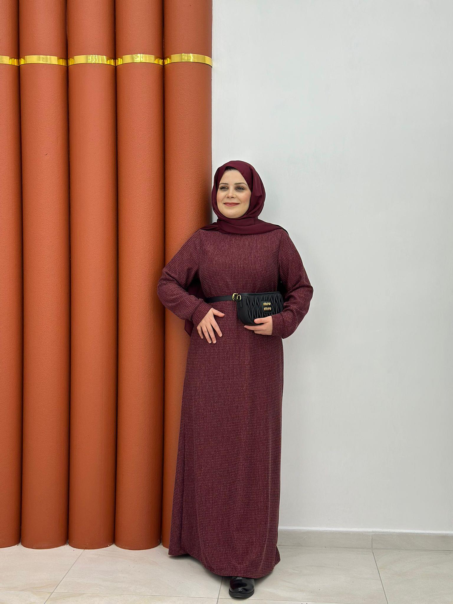 4812 yeni sezon triko örme elbise bordo