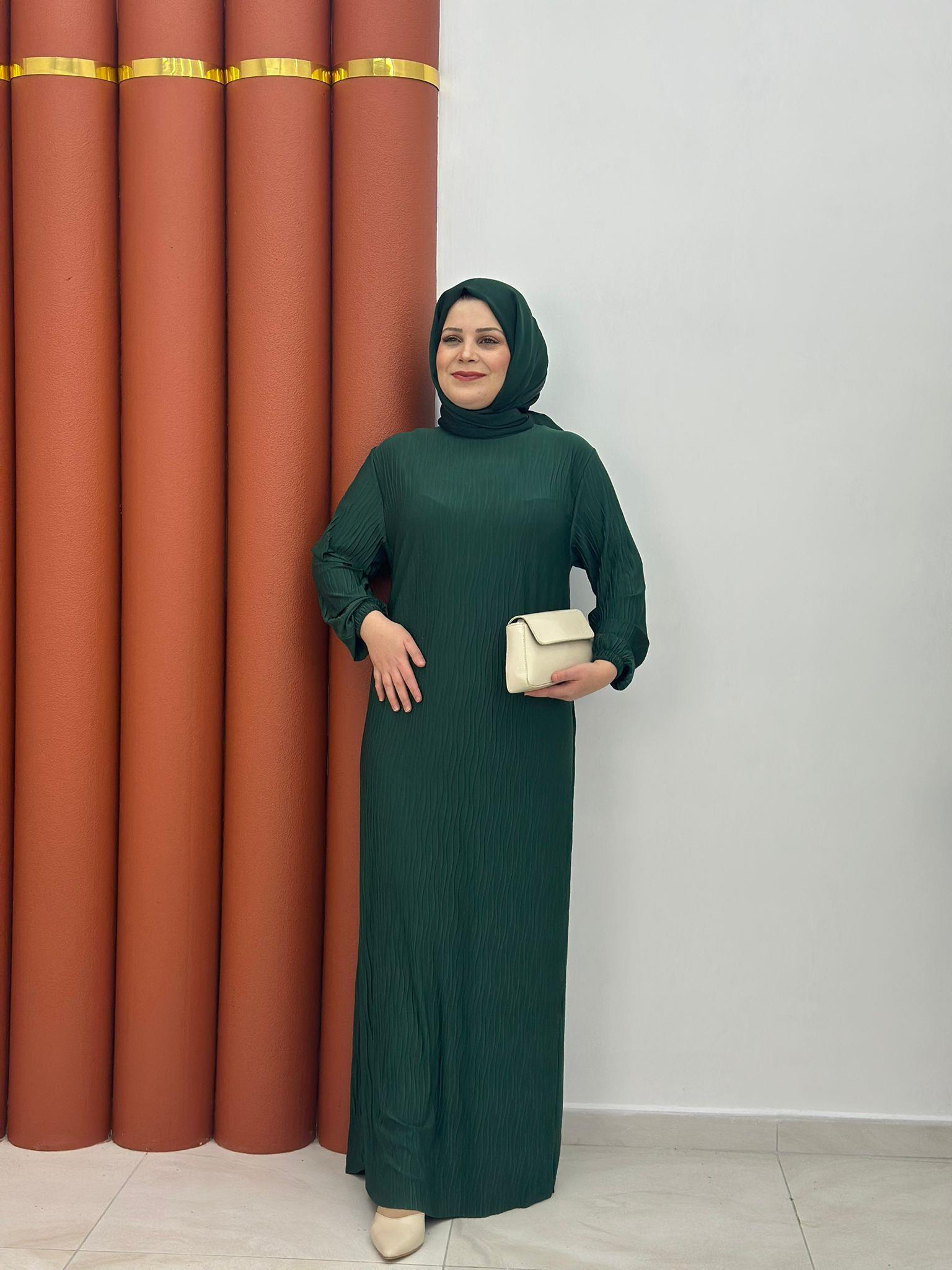 2121 sendy düz elbise yeşil