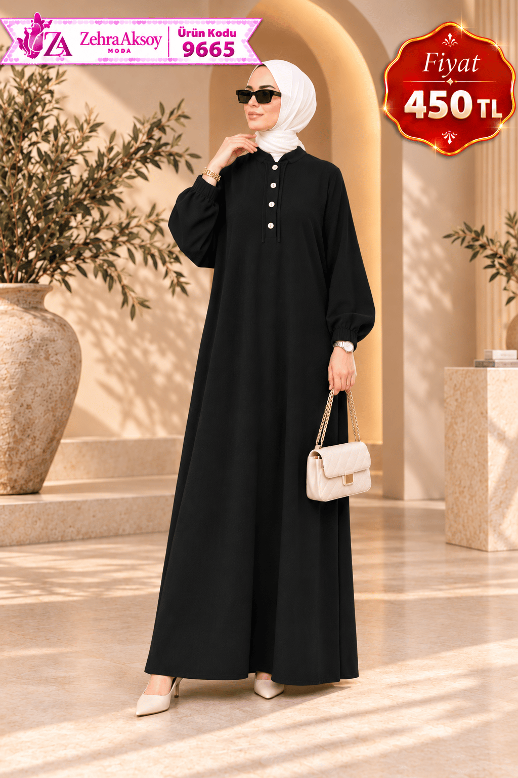 9665 karin elbise siyah