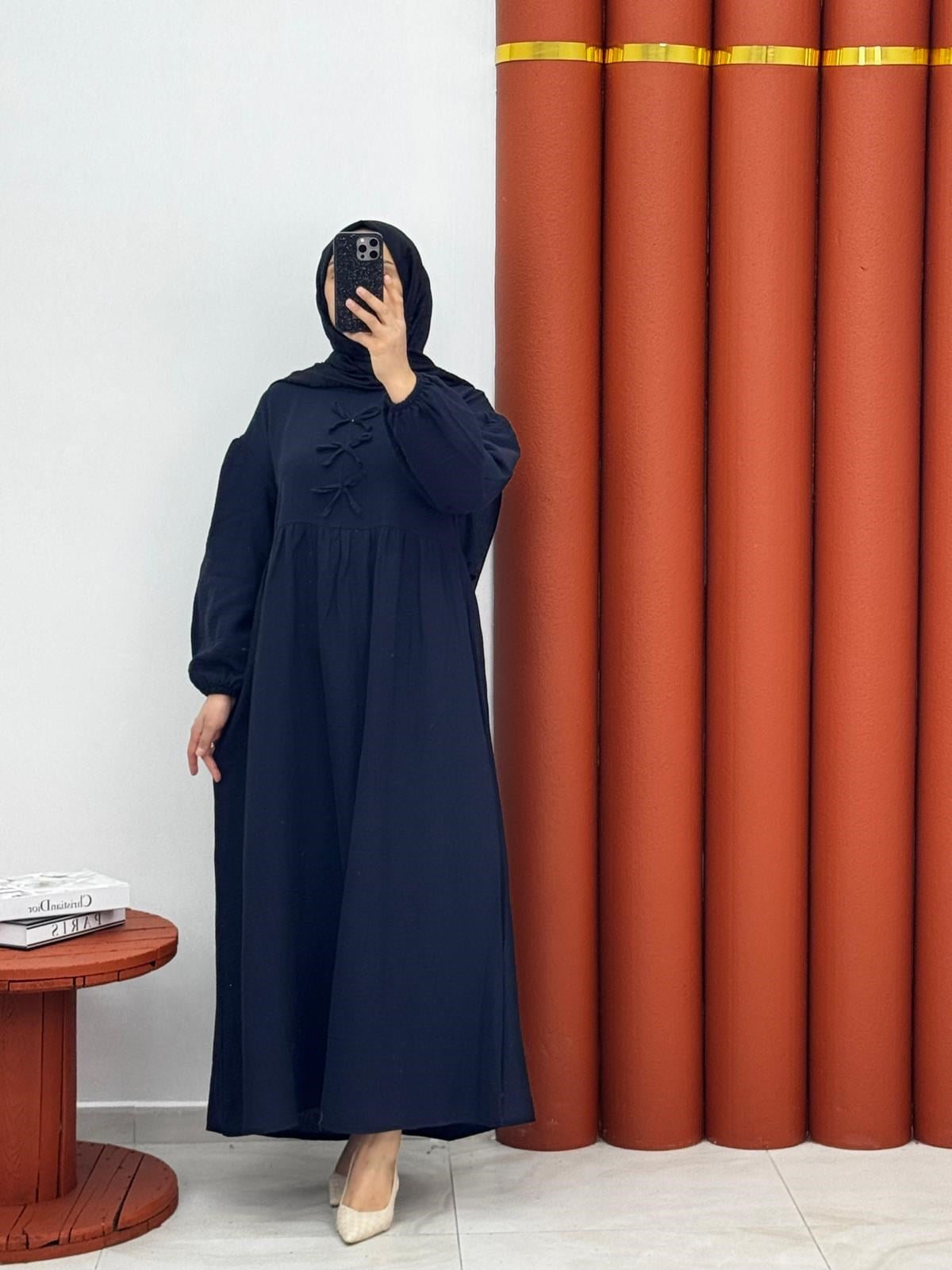 4562 Müslin elbise siyah