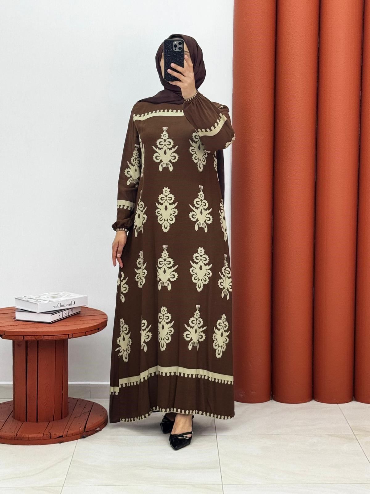 0179 Viskon kumaş seyyar kemerli kahverengi