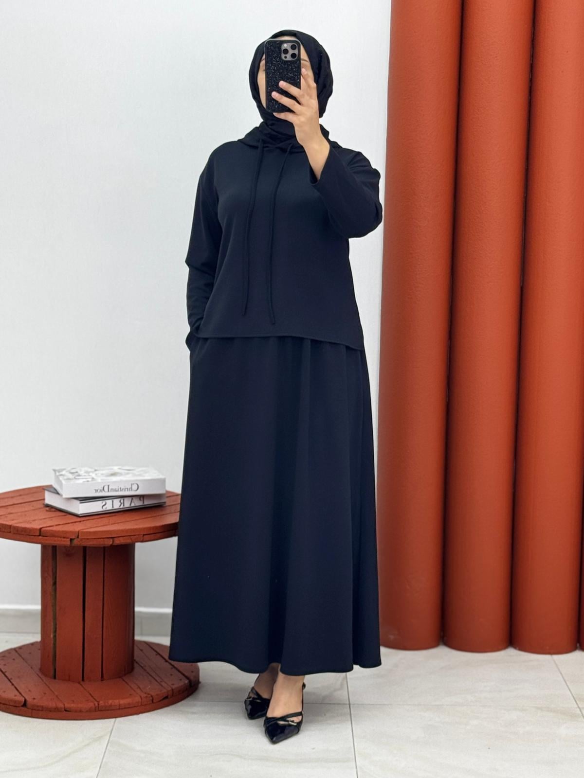 1646 Oysho ikili etekli takım siyah