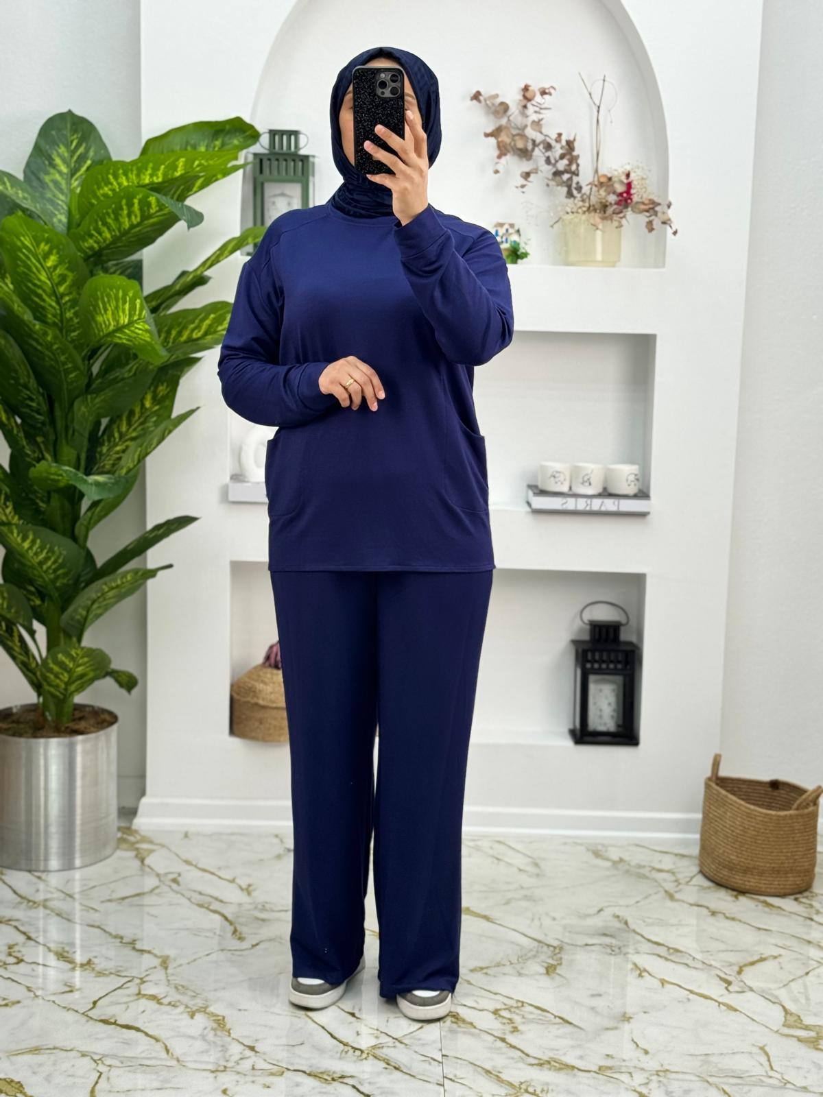 2789 Oysho Kumaş Cepli İkili Takım Renk Mavi