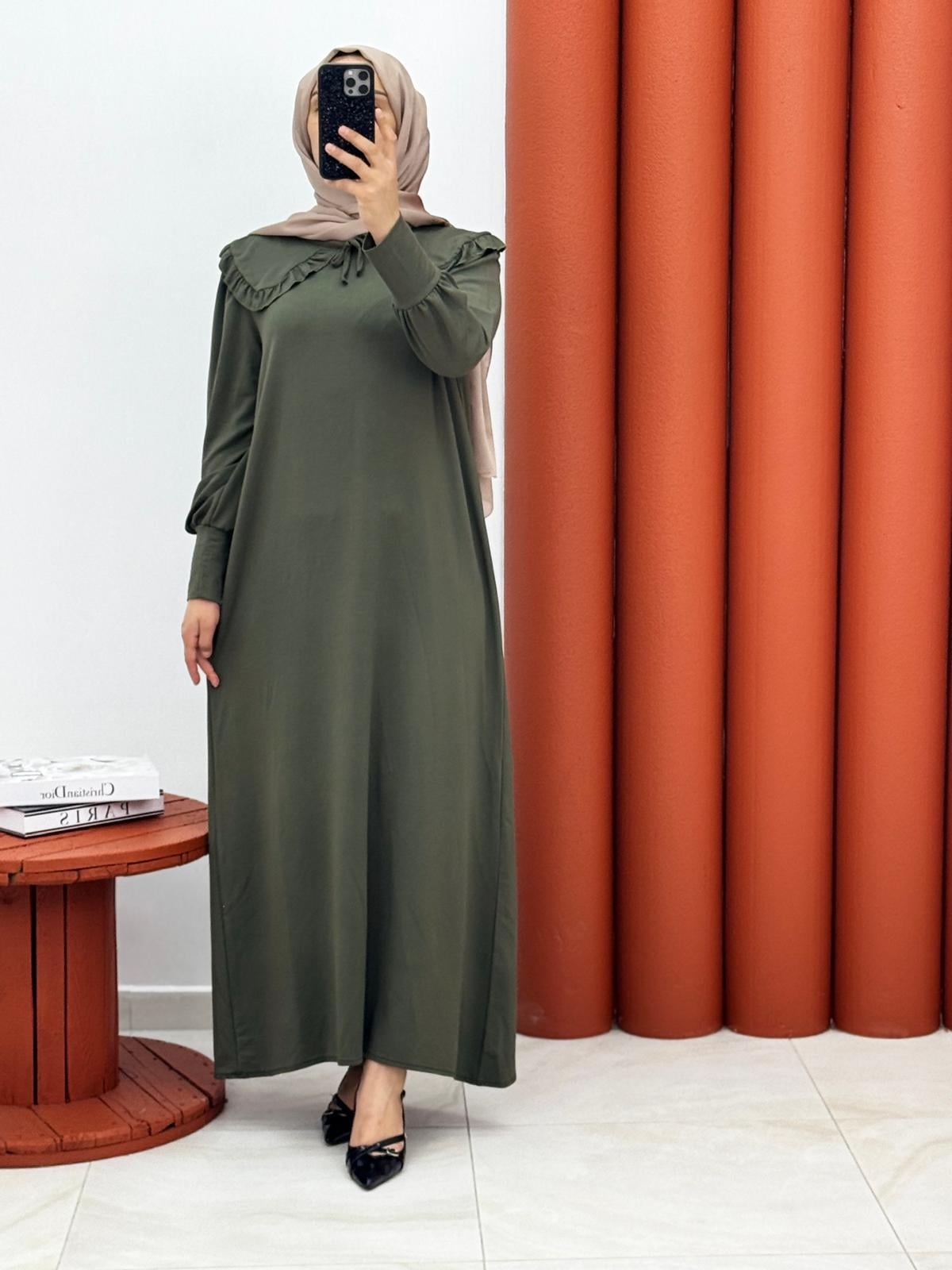 4673 Oysho yakası fırfırlı yeşil