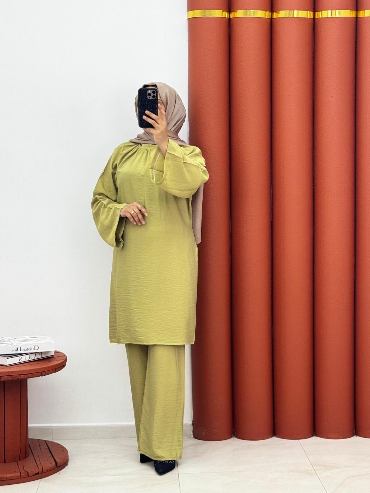 4587 Modal kumaş ikili takım yeşil