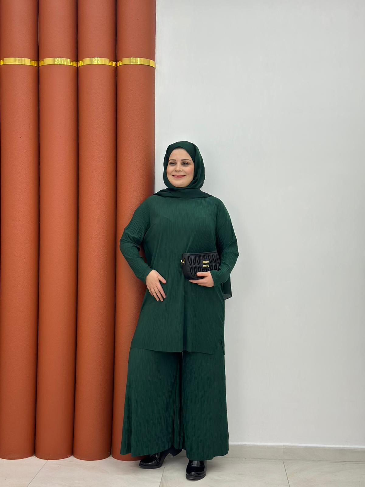 9898 sendy kumaş ikili takım yeşil