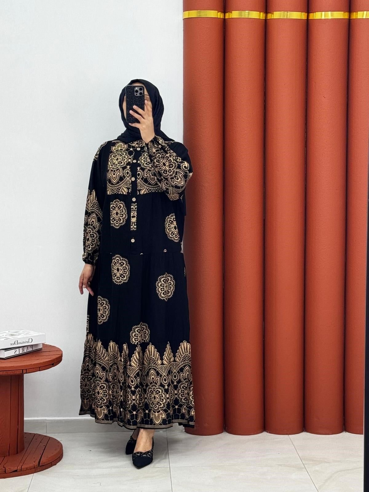 5834 Viskon alaçatı siyah