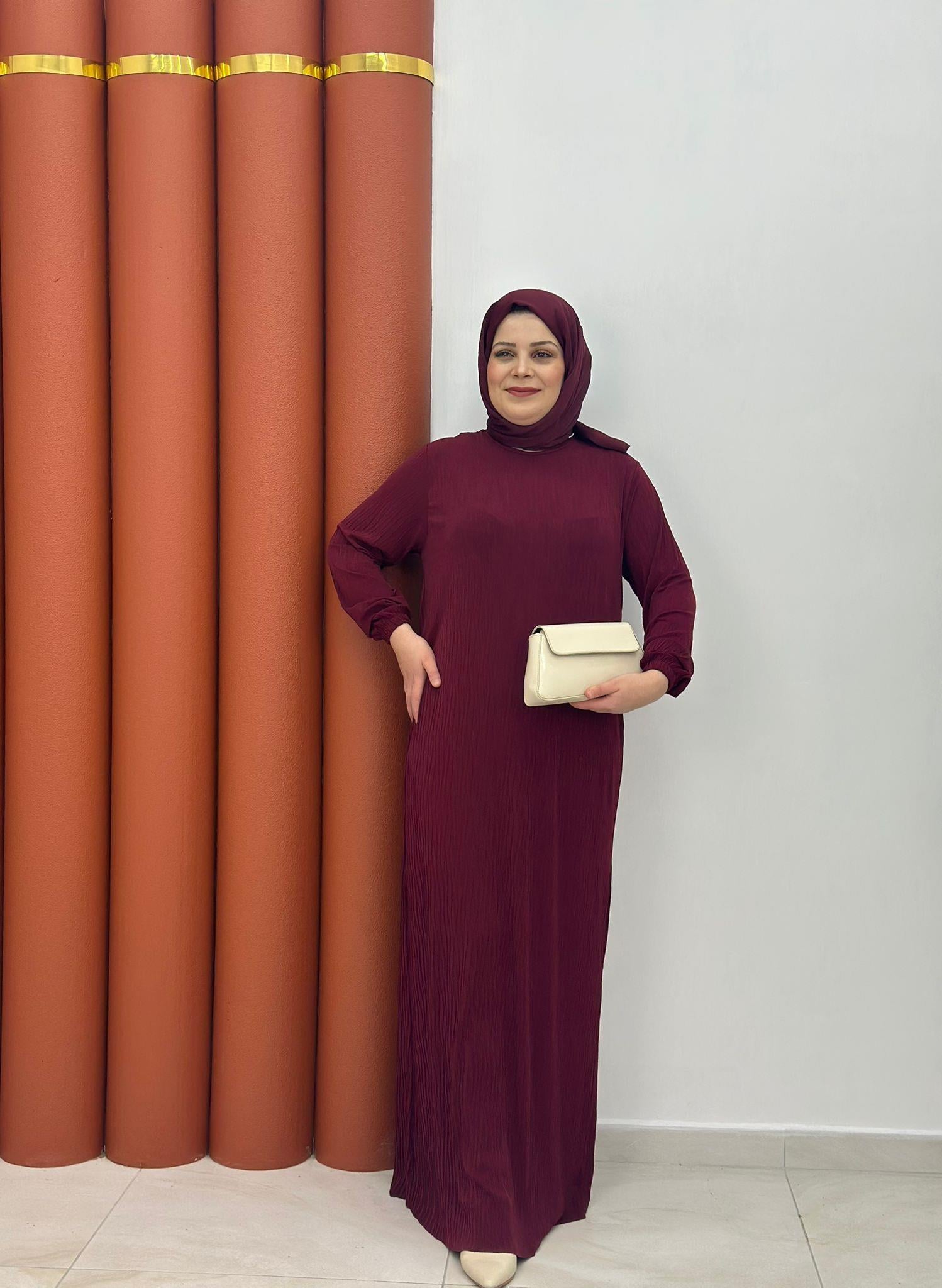 2121 sendy düz elbise bordo