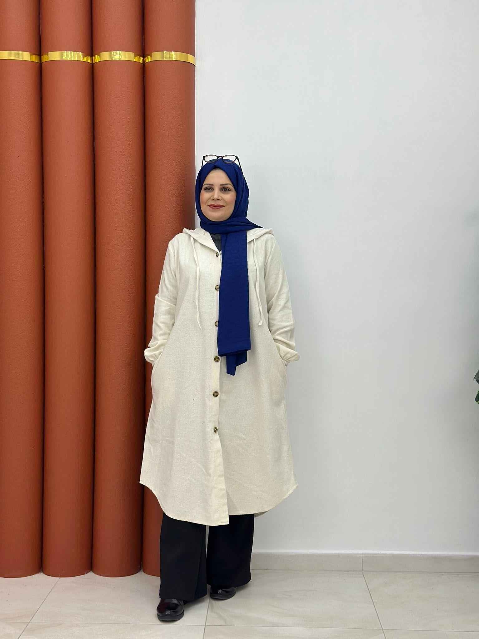 oduncu cepli kapşonlu kap beyaz