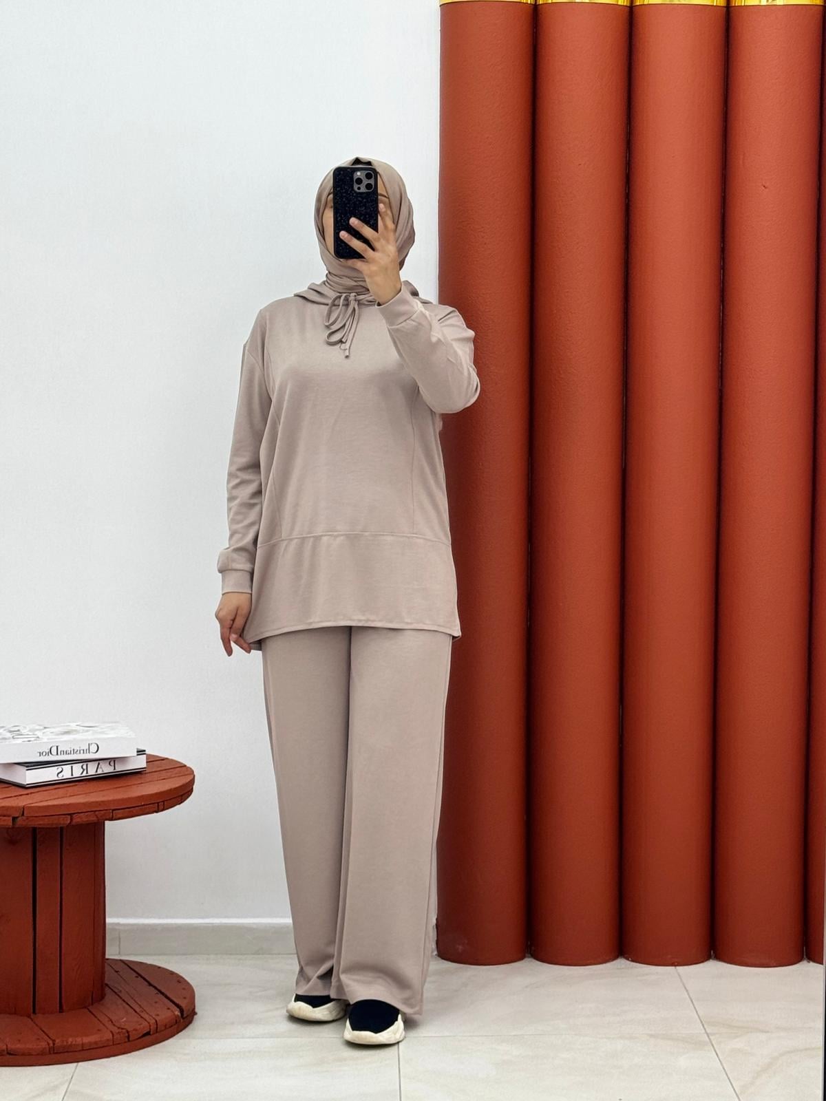 2710 oysho kapşonlu ikili takım ekru