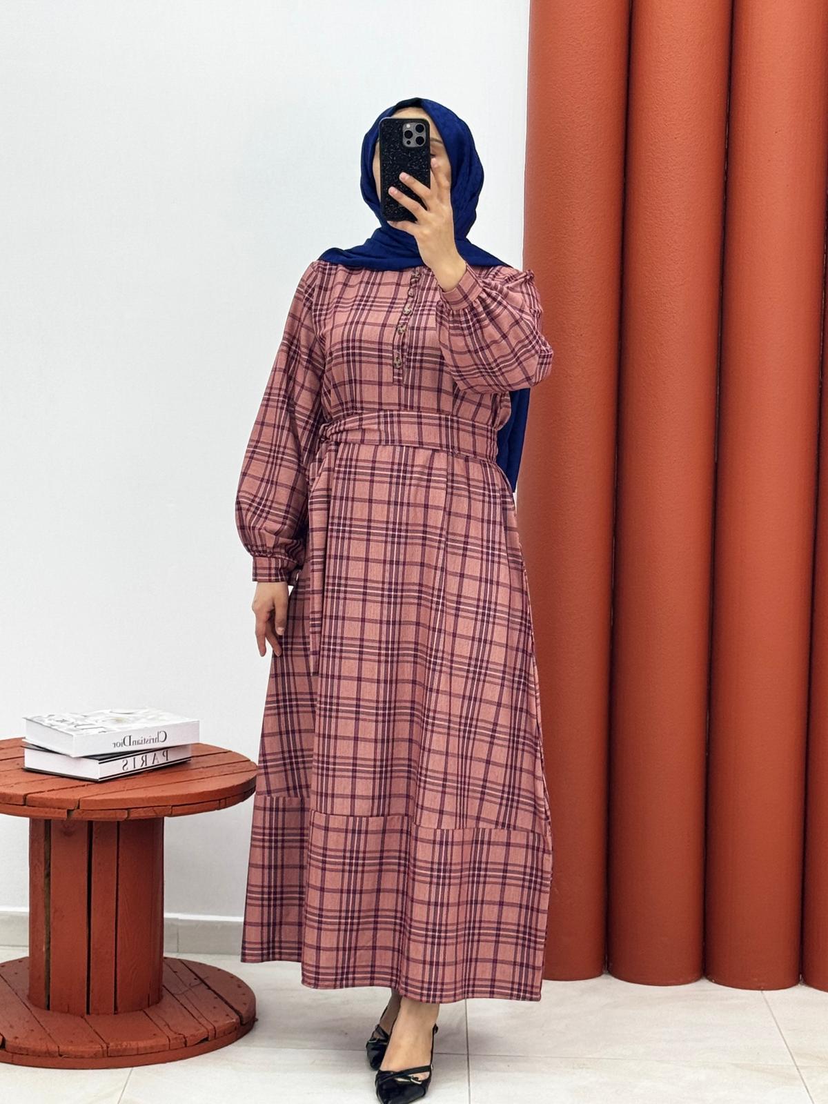 4754 Ekose zincir desen açık kırmızı