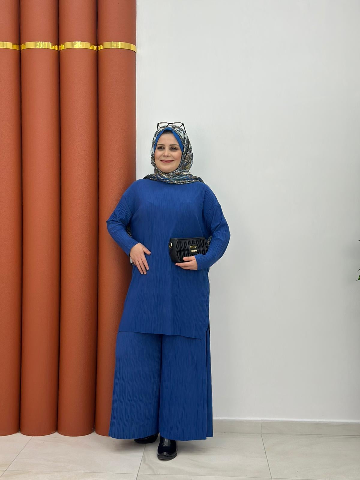 9898 sendy kumaş ikili takım mavi