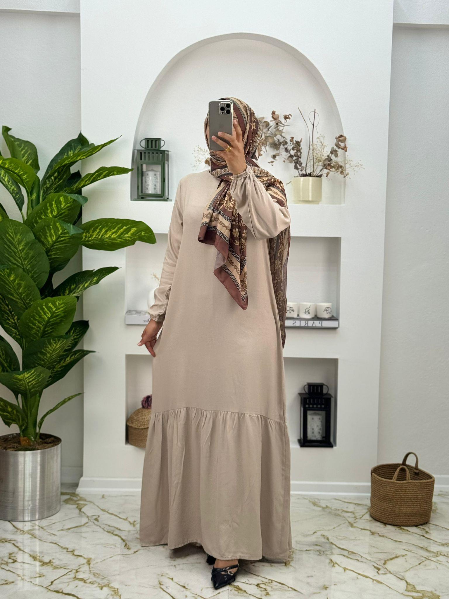 1270 Yeni Sezon Belmando Kumaş Azra Elbise Renk Krem  