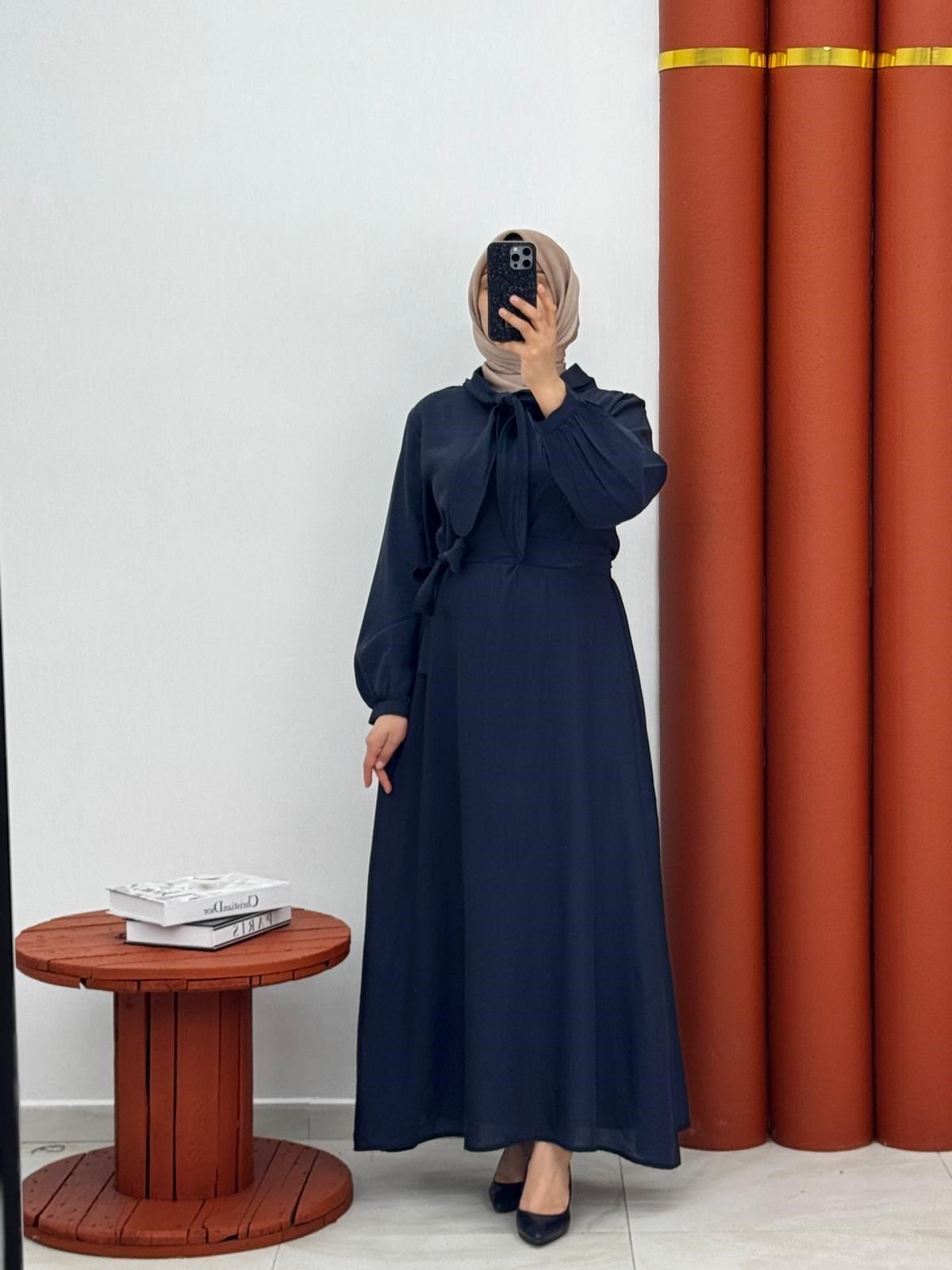 6345 Modal kumaş elbise siyah