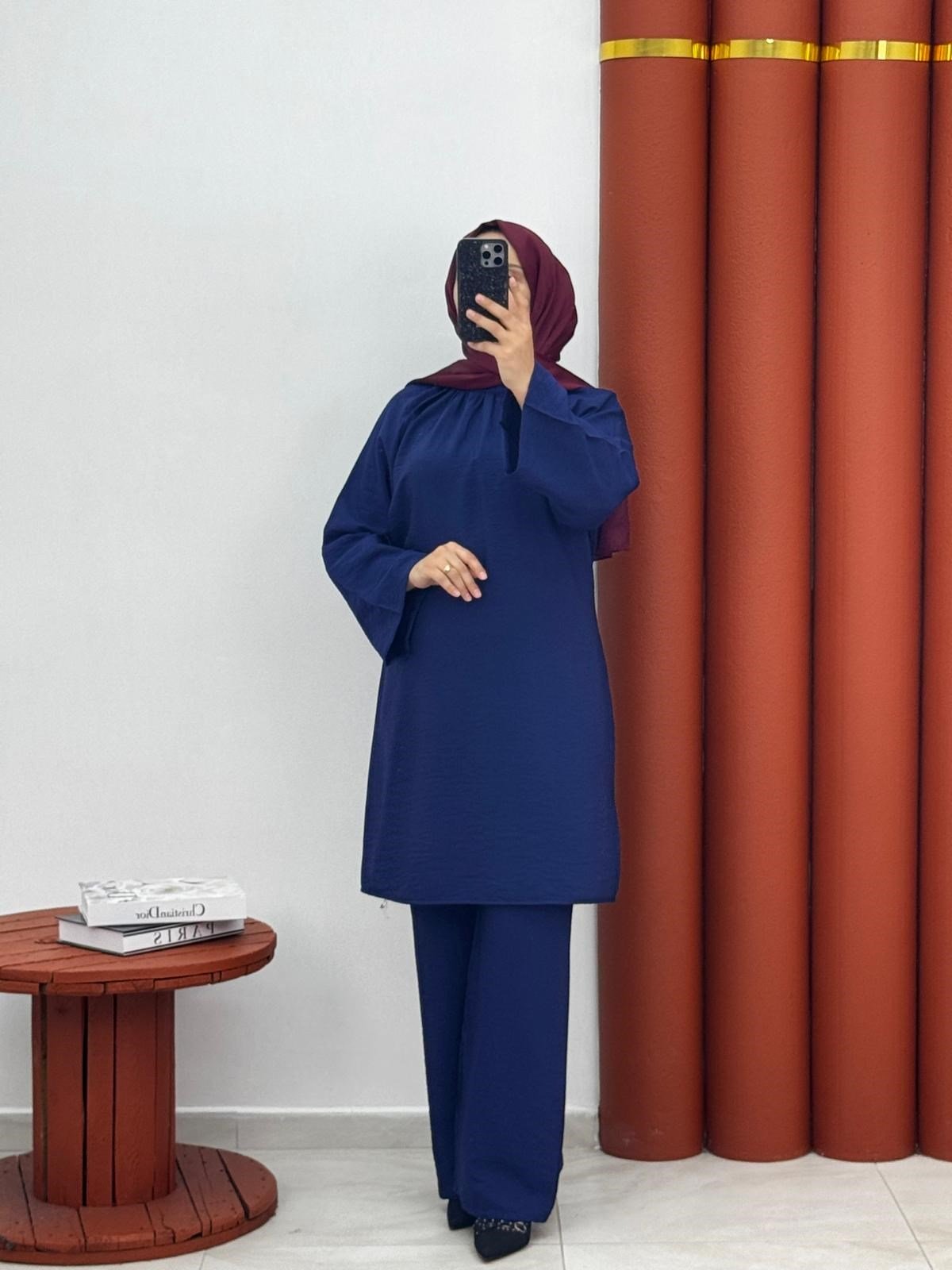 4587 Modal kumaş ikili takım lacivert