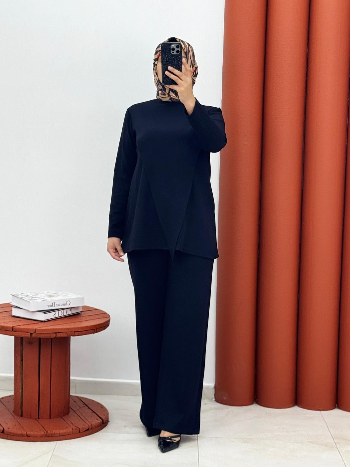 7574 Oysho önden parçalı ikili takım siyah