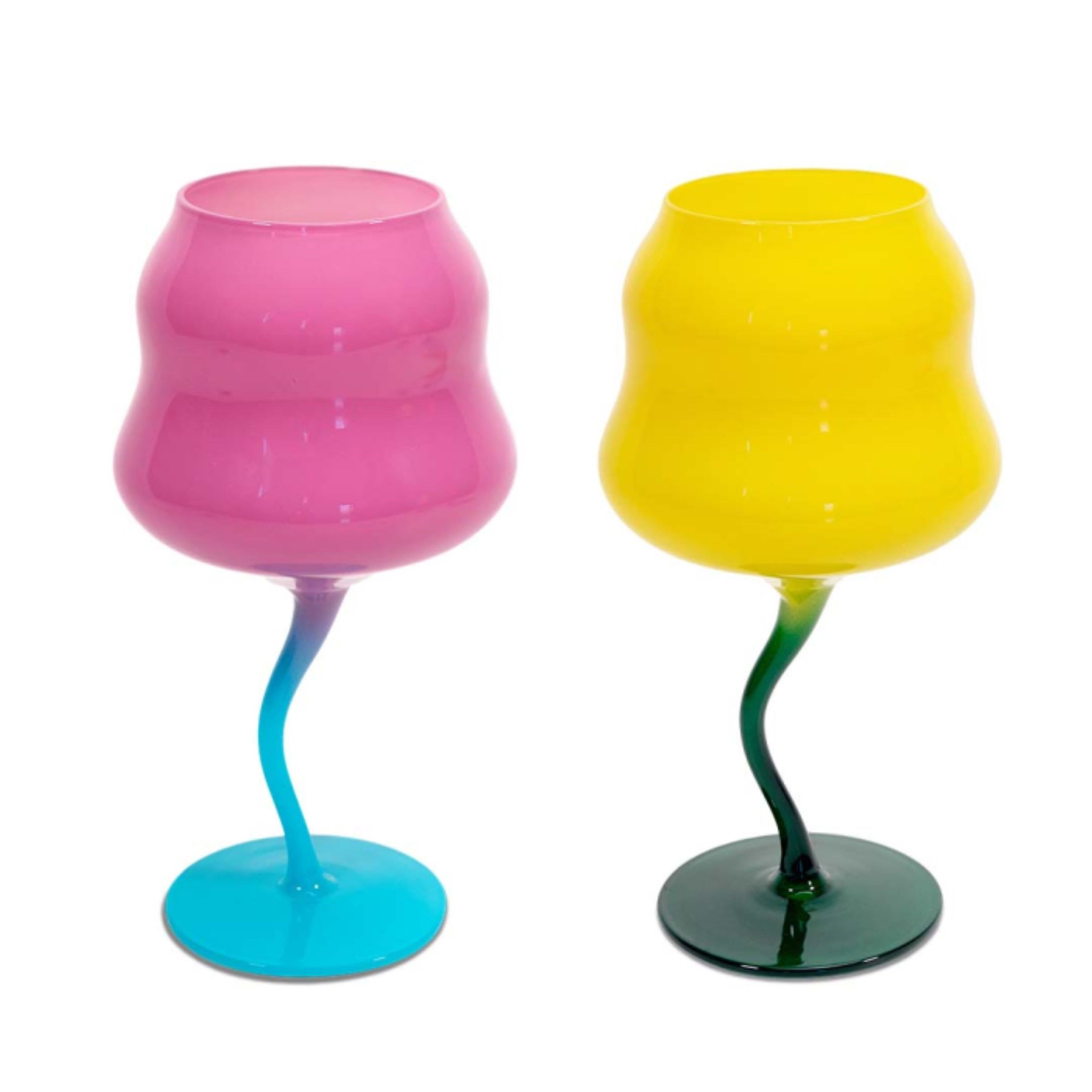2Lİ CAM KADEH SETİ PEMBE MAVİ-SARI YEŞİL
