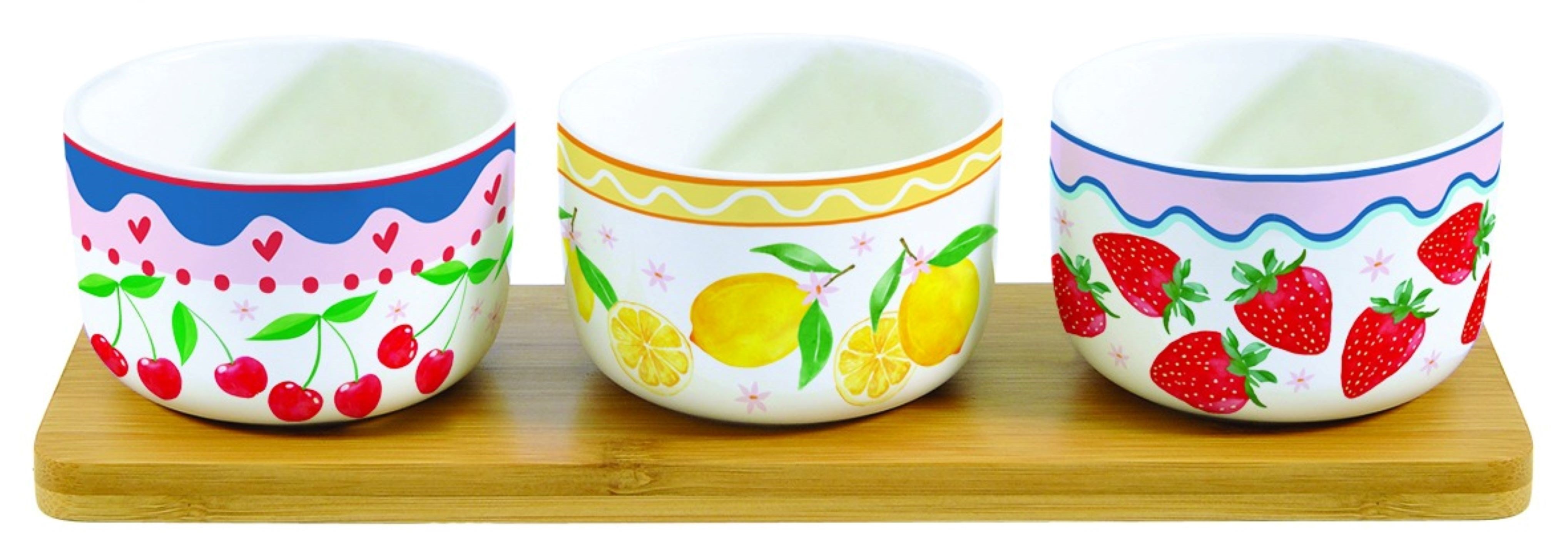 3 PARÇA PORSELEN MEZE SETİ BAMBU TEPSİLİ 26X8 CM