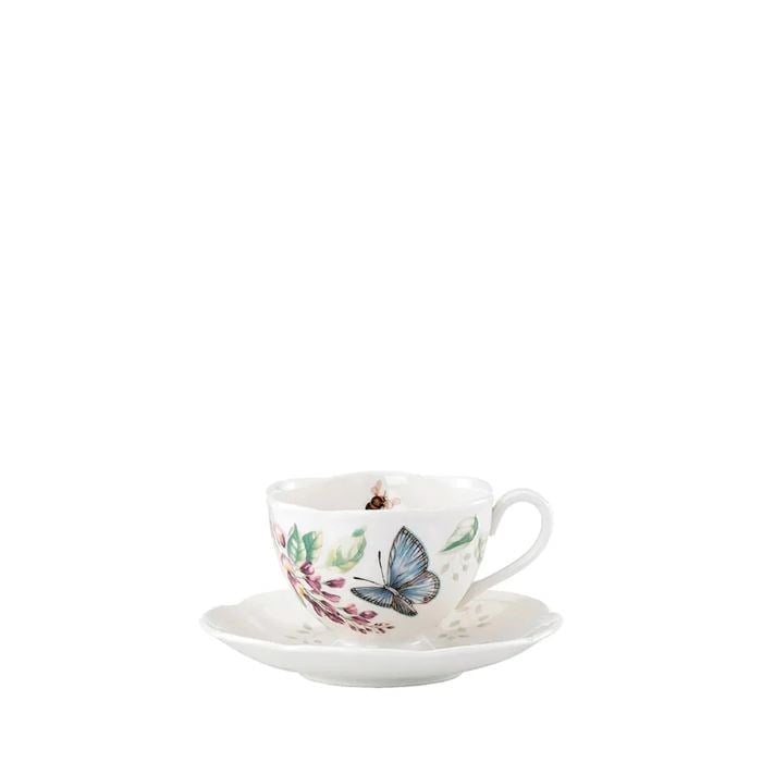 Butterfly Mavi Porselen Kahve/Çay Fincan ve Tabağı
