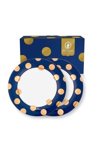 Dot Delıght İkili Altın/Lacivert Servis Tabağı 26,5 cm