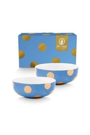 Dot Delıght İkili Altın/Mavi Kase 15 cm