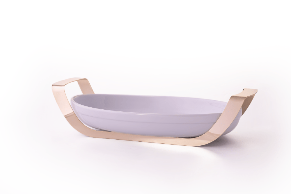 Gold Metal Standlı Oval Porselen Servis