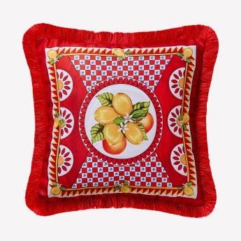Kırmızı Kadife Dekoratif Yastık 45X45 Cm Portofino