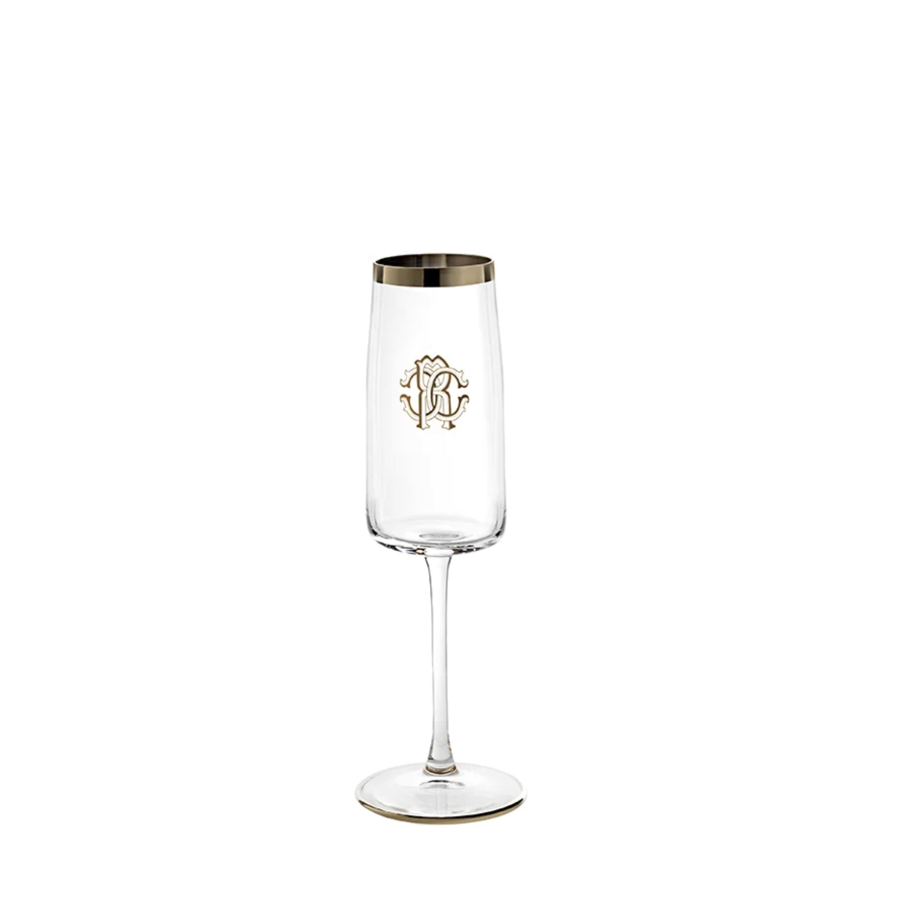 New Monogram Platin Dekorlu Kristal Şampanya Kadehi