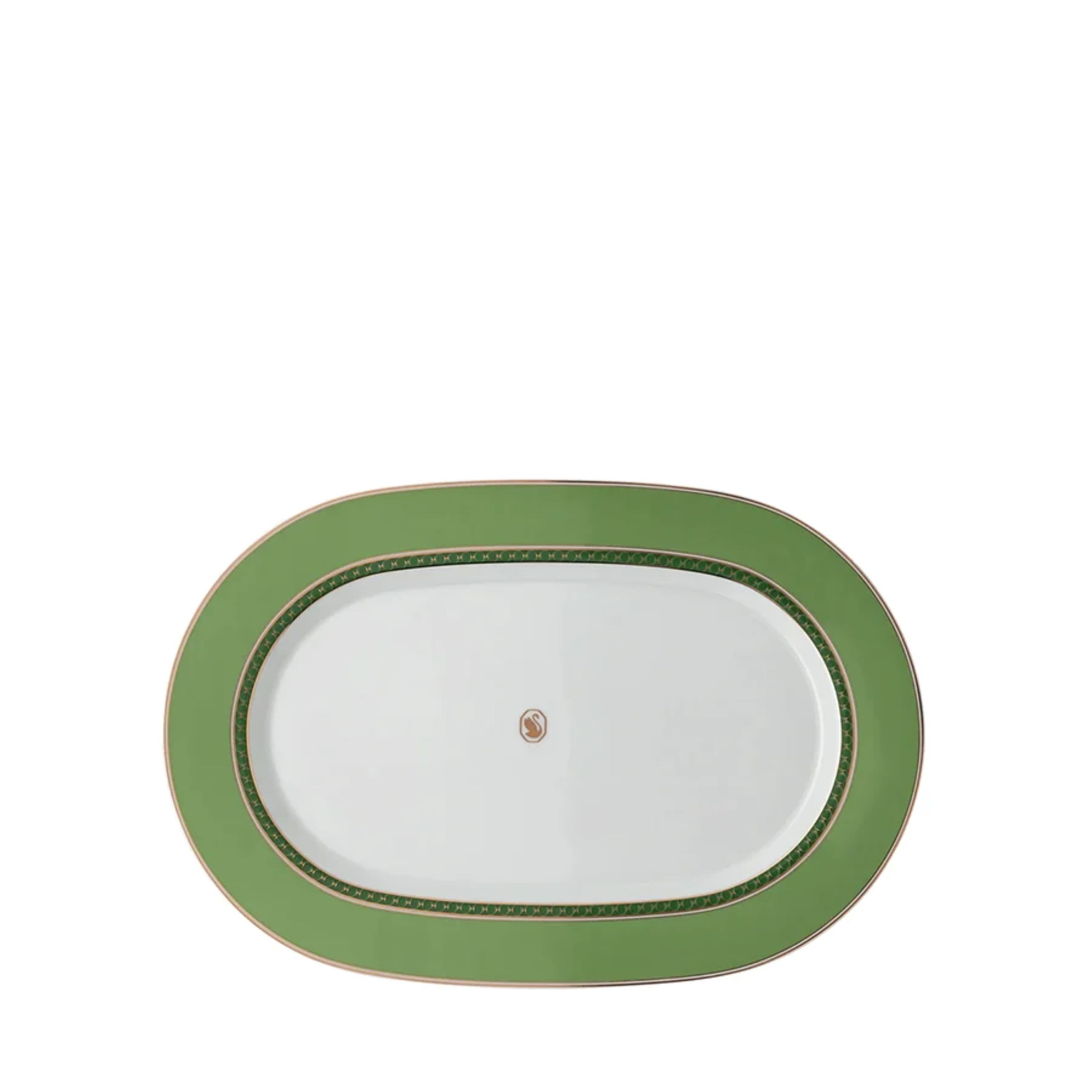 Signum Fern Yeşil Oval Porselen Servis Tabağı 34 cm
