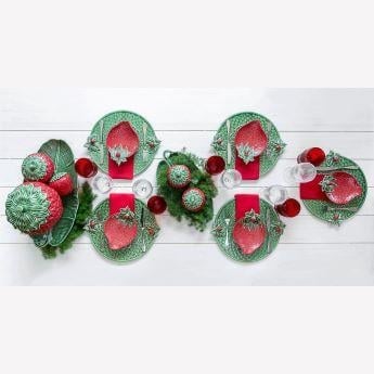 Yeşil Seramik Servis Tabağı 37 Cm Strawberries