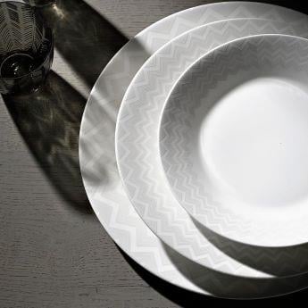 Zig Zag Beyaz Gri Ekmek Tabağı 15 cm