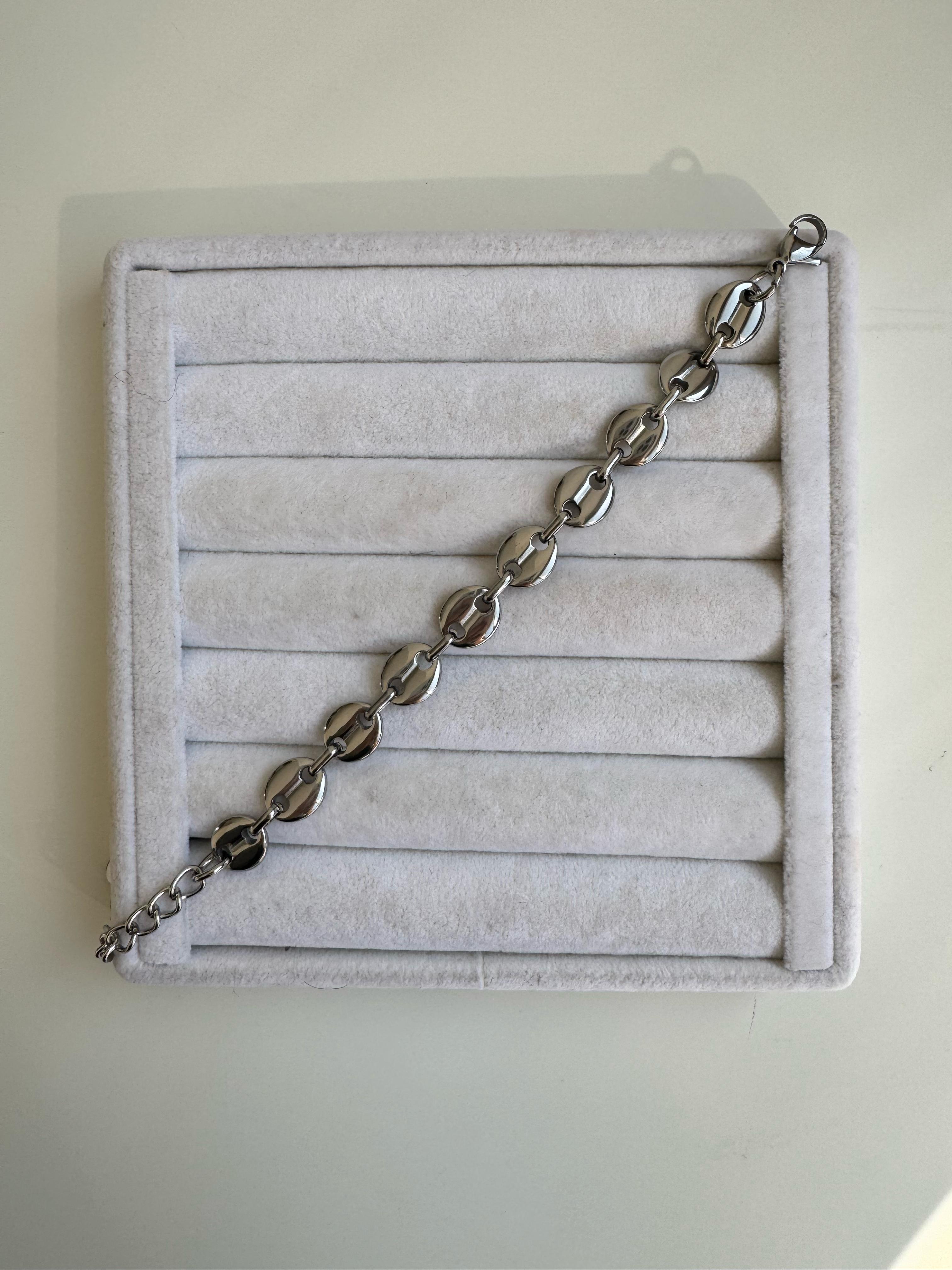 Çelik Silver Oval Geçmeli Bileklik