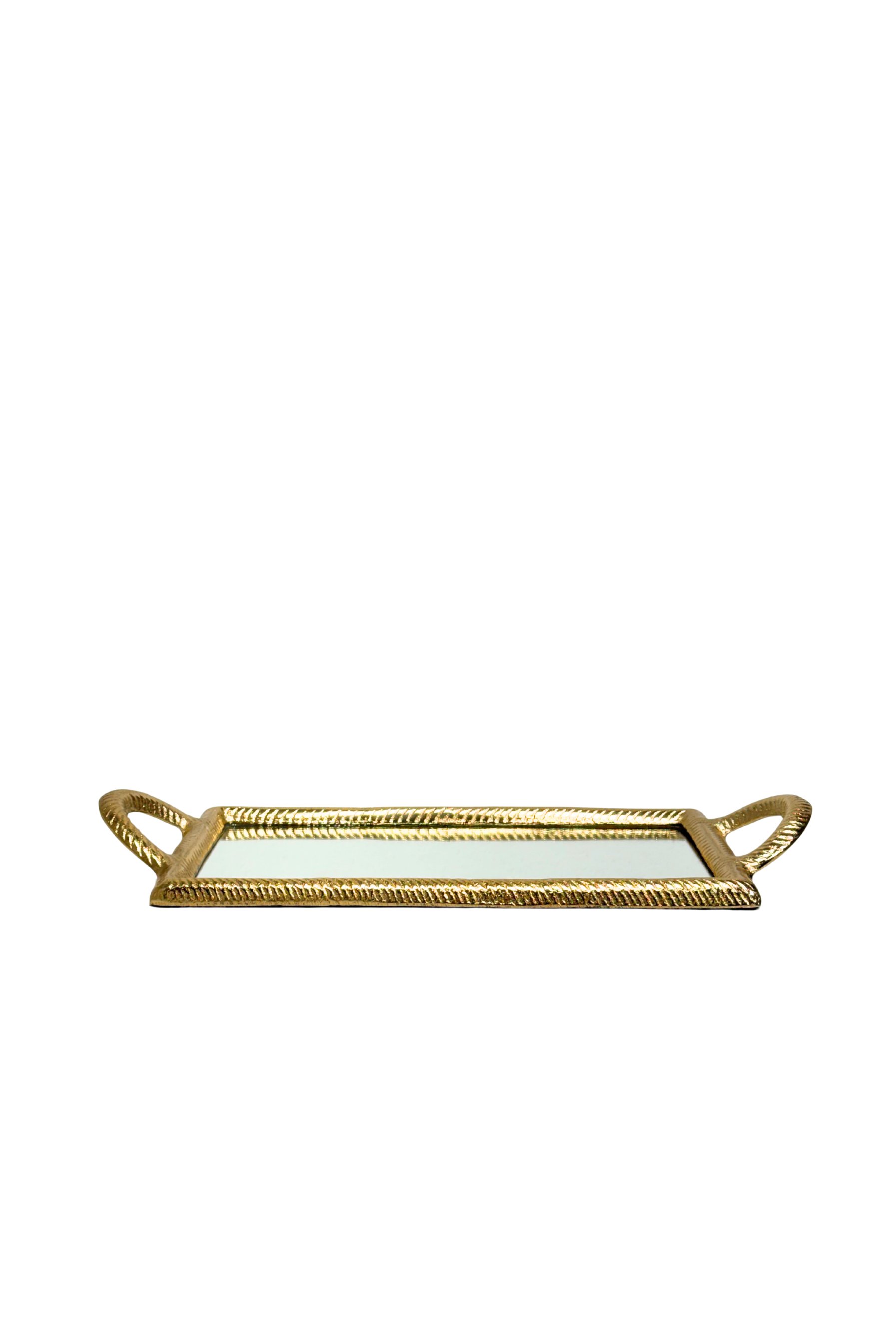 Burgu Desen Döküm Gold Tepsi Dikdörtgen Küçük Boy